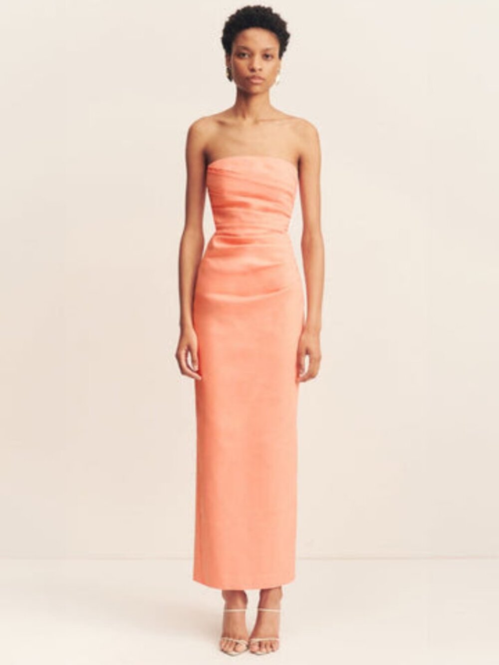 Shona Joy LANI STRAPLESS DRAPED MAXI DRESS - PEACH